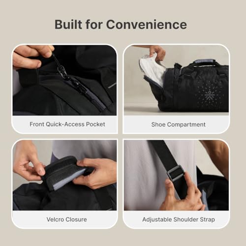 Image of Cultsport 35L Gym /Duffle Bag for Men & Women | Water-Resistant Sports Travel Bag with Shoe Compartment, Adjustable Shoulder Strap, Side Pocket & Spacious Main Storage - Black