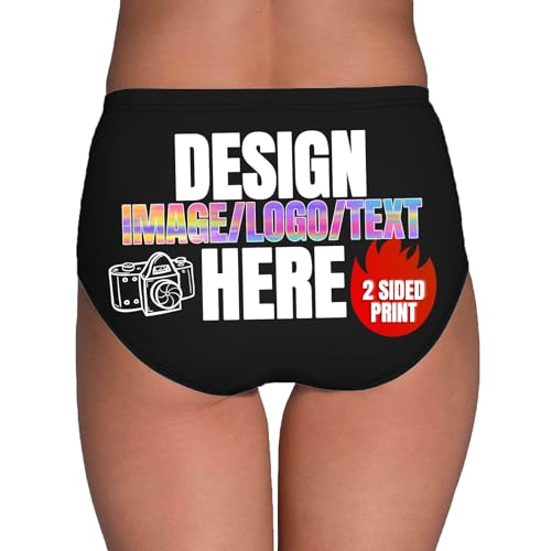 Custom Underwear for women Design Your Own Text Customized Sexy Funny Underwear Custom Underwear with Photo Customizable Gift for Mom Mother's Day X-Large Black