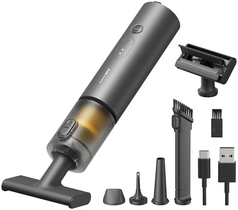 HOTO Handstaubsauger Akku, Autostaubsauger, 4-in-1 Staubsauger für Auto | 20000Pa Starke Saugkraft für Auto, Tierhaare, Teppich, Tastaturen, Schreibtisch, Mini Handstaubsauger mit