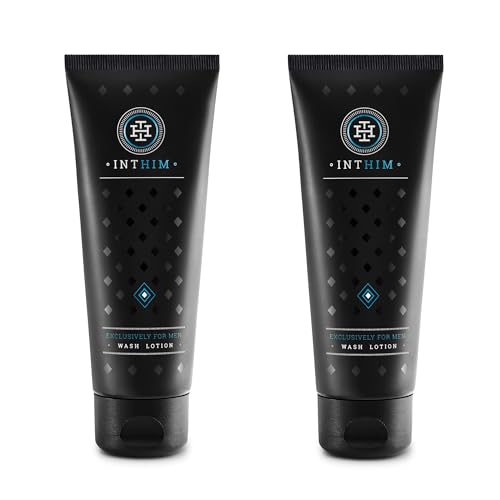 IntHim Antibakterielle Intim Waschlotion Herren - pH-Hautneutrale Intimpflege Männer bei Juckreiz, trockener Haut & Ideal nach dem Sport (2 x 200ml)
