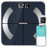 Bilancia Intelligente Impedenziometrica Bluetooth con App, Bilancia Digitale Smart per Grasso Corporeo, BMI, Peso, Massa Muscolare, Acqua Corporea, Proteine, Metabolismo Basale (BMR) - Nero