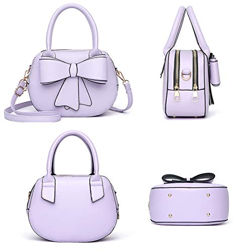 Girls Bowknot Handbag Purse Cute Leather Mini Shoulder Bag For Women Top-Handle Totes Satchel (Black) #TOP1