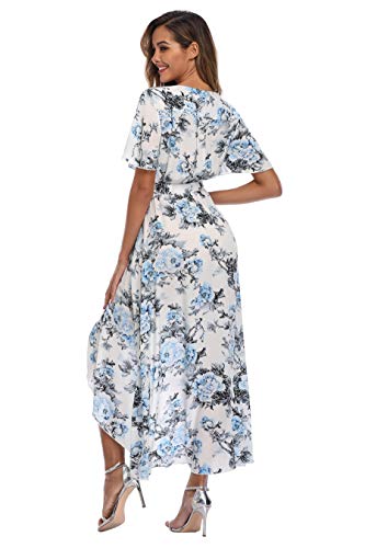 Image of VintageClothing Women's Wrap V Neck Floral Summer Dresses High Low Maxi Casual