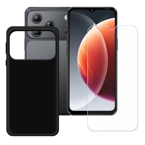 LCEHTOGYE �K�p Blackview Wave 7C +�����K���X�X�N���[���v���e�N�^�[�p�P�[�X�A�K�p Blackview Wave 7C (6,56")�ƌ݊����̂���u���b�N�\�t�gTPU�V���R���Q���P�[�X�ی�J�o�[