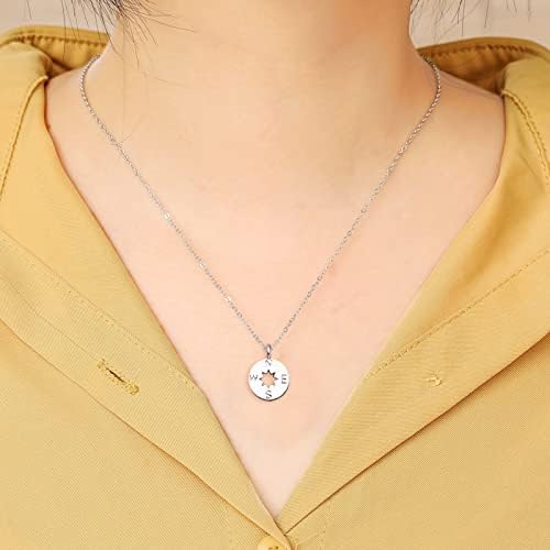 Yafe 2 Pcs Friendship Gold Sun Compass Necklace Clavicle Necklace with Message Card Compass Pendant Chain Necklace Friendship Gifts Good Luck Leaving Gifts for Travelling Colleagues Women Girls