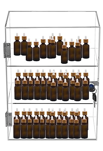 Duvindd 3 Shelf Acrylic Display Case With Lock And Keys, Clear Lockable Showcase For Collectibles Stand, Countertop Locking Display Cabinet Multi-Functional Safe Storage Box (11.8X5.9X15.7 Inch) #TOP4