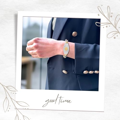 Divoti Custom Engraved Medical Alert Bracelets for Women | 4-Line Personalized Emergency ID | Mesh/Square Rolo Chain with Grand Filigree Tag 5