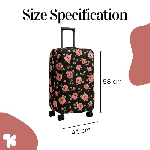 Image of AMPEREUS Trolley Bag Cover - Stretchless, Waterproof and Polyester Fabric with Flower Print Luggage Cover for Medium Size Suitcase Luggage Cover (24 Inch)