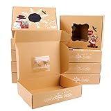 Qpout 12 Stück Weihnachtsplätzchen Verpackung Box Leckereien Boxen, 6,2 x 4,7 x 1,5 Zoll Weihnachten Kraft Süßigkeiten Leere Boxen Keksschachtel, Weihnachtsfeier Kleine Lebensmittelbehälter Boxen
