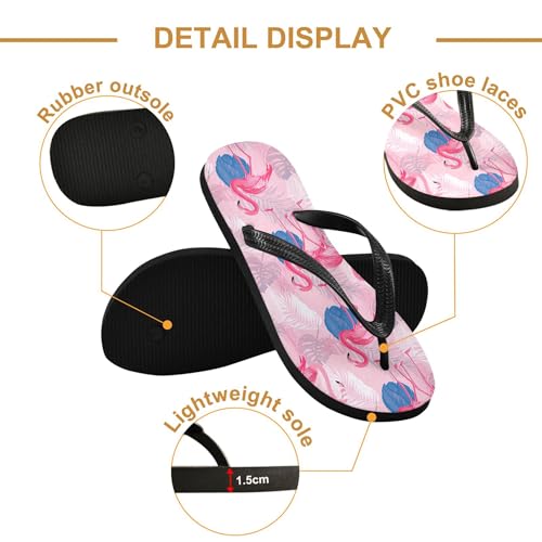 Burbuja Flamingos Tropical Leaves Flip Flops for Women Men, Soft Thong Sandals Rubber Slippers for Pool Beach Essentials3