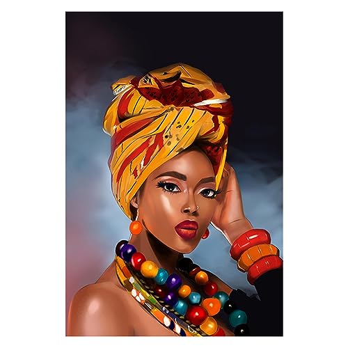 Toile femme noire africaine graffiti 60x80cm art mural maison