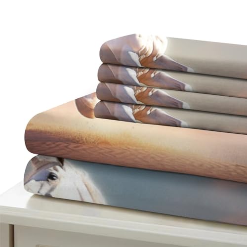 Housse de couette animaux 3D King en microfibre premium L'étalon Blanc