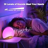 REACHER Wood Wake Up Light Alarm Clock, Sunrise Simulation, Bedside Lamp, White Noise Machine, 8 Colors NightLight, Digital Dimmable Clock, 26 Natural Sounds, Snooze, Sleep Timer for Kid, Adult - Image 6