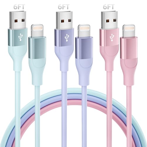 Bkayp Câble Chargeur iPhone, 2M/Lot de 3, Charge Rapide Cord Lightning Cable Compatible avec iPhone 14 13 12 11 Pro Max XR XS X 8 7 6 Plus SE