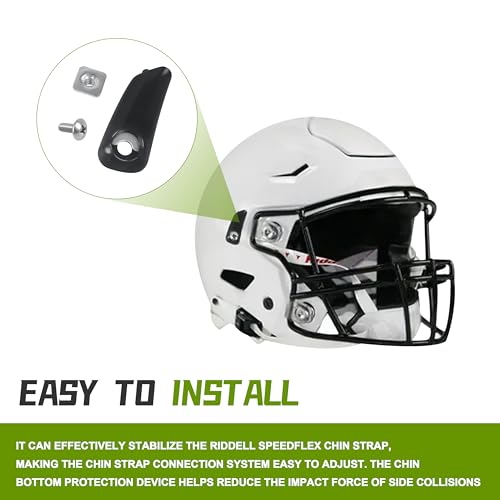 Zfegto Football Helmet Strap-Loc Chinstrap Fastener Kit Fits Riddell SpeedFlex - Left and Right with Screws and T-Nuts (Black)
