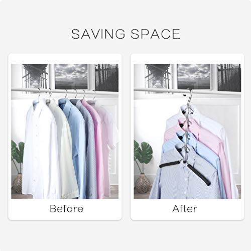 Doiown Blouse Tree Hangers Clothes Hangers Non Slip Space Saving Stainless Steel Shirt Hangers Sweater Hangers Coats Hangers Closet Organizer (2, Black) #TOP4