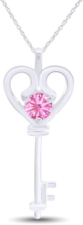AFFY Heart Key Pendant Necklace in 14K White Gold Over Sterling Silver