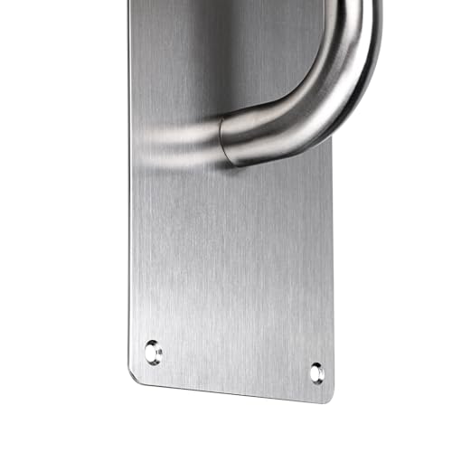Image of Sumnacon 1 Set 12 inch Stainess Steel Door Handle Pull & Push Plate - Heavy Duty Silver Gate Handle Bar for Home /Office /Warehouse /Public, Suitable of Wooden /Composite Door with Screws,Brushed