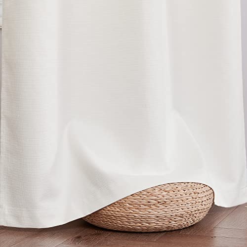 Collact White Curtains 84 Inch Length 2 Panels Set Linen Textured Casual Weave Living Room Curtain Light Weighted Drapes For Bedroom Grommet Top Light Filtering Farmhouse Window Treatments #TOP5