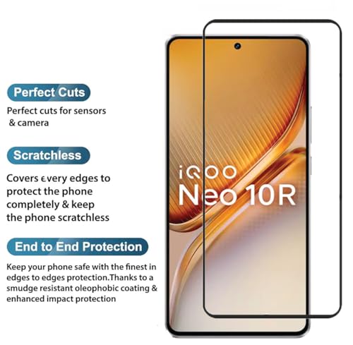 Image of FabeKee Tempered Glass Screen Protector Compatible For Black Cellphone With Edge To Edge Coverage And Easy Installation Kit (Transparent, iQOO Neo 10R 5G)