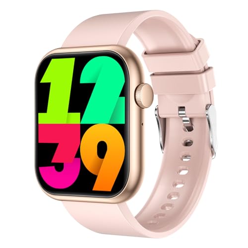 RORIOS Smartwatch para Hombres Mujeres Relojes de Pulsera Inteligente Correa de Silicona Reloj Deportiva Fitness Relojes Llamadas Bluetooth Rosa