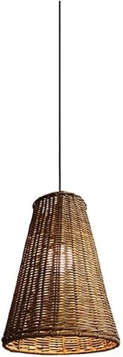 TaleTre Lampes suspendues simples en osier de rotin naturel, îlot de cuisine, ferme, lustre en bambou, panier tissé, lampe suspendue au plafond, luminaire conique vintage for salle à manger, cuisine,