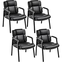 Yaheetech Besucherstühle Konferenzstühle mit Armlehnen 4 Stück Bürostuhl Schreibtischstuhl ohne Rollen Wartezimmerstühle Gästestühle Arbeitsstühle Polsterstuhl für Büro Konferenz Schwarz
