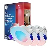 GE Cync Reveal HD+ Smart LED Wafer Downlight, Color Changing LED Light, Works with Alexa and Google Home, Matter Compatible, No Recessed Lighting Housing Required, Ceiling Lights, 2 Inch (3 Pack)
