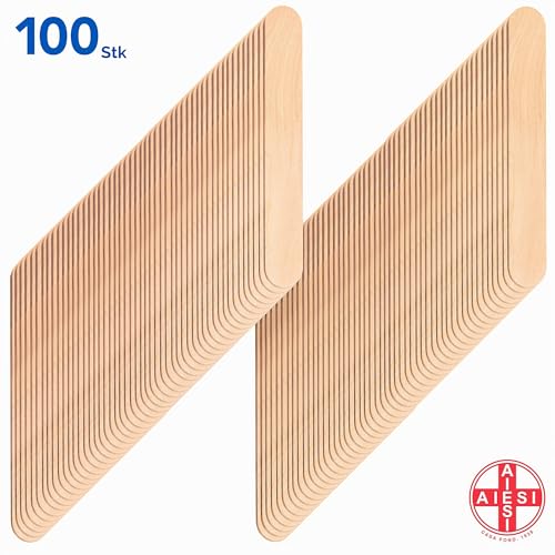 AIESI® Zungenspatel aus Holz Einweg NICHT STERIL (100 Stück), Holzspatel für Enthaarung