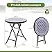 GOPLUS Beistelltisch rund, Ø46cm Gartentisch klappbar aus Metall und gehärtetem Glas, Balkontisch klein wetterfest, Bistrotisch Kaffeetisch, Terrassentisch Outdoor für Balkon Garten Terrasse (Grau)