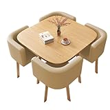 Une table, quatre chaises : cet élégant ensemble de salle à manger dispose d'une table spacieuse et de quatre chaises confortables en cuir, idéal pour les réunions de famille, les réunions de petit groupe ou les repas décontractés. Conçu pour une efficacité spatiale, il convient à plusieurs paramètres, des événements sociaux aux pauses de bureau, offrant un mélange de confort et de style pour améliorer votre expérience culinaire.