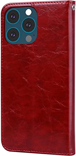Étui à rabat iPhone 13 Pro rouge magnétique avec support KANUZ