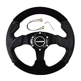 Tiypeor スエード製レーシングステアリング 280mm・カーボン調・軽量設計・ドリフト＆改造車対応・汎用タイプ (race, 280mm)