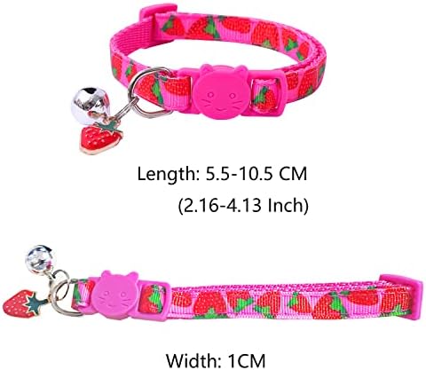 6 Pack Cat Collars Adjustable Kitten Collars with Bells Breakaway Button Cat Collars Fruit Style Cat Collar Adjustable 19-30cm