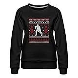 Spreadshirt Eishockey Ugly Christmas Sweater Weihnachten Frauen Premium Pullover, XL, Schwarz