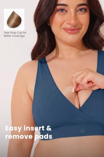 Image of ZELENA Maternity Padded Bra | Removable Cups, Broad Waistband | Soft Stretchable Modal Fabric | Easy Pull Nursing Bra for Pregnancy and Breastfeeding