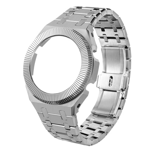 SRDZ �X�e�����X�X�`�[���E�H�b�`�P�[�X�ƃo���h Mod�L�b�g 316L ���^���a�t�� �u�����u�����O�x�[�� �E�H�b�`�X�g���b�v �J�X�^���I�[�N�p�[�c Casioak G shock Watch GA2100 GA2110 GAB2100�ɑΉ� (�V���o