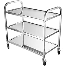 Serving Trolley, 3 Tier Utility Rolling Cart, Stainless Steel Detachable Catetrolley, Kitchen Car Shelf Utility Service Cart, with Locking Wheels, for Hotel/Restaurant/Ho,95 * 50 * 95