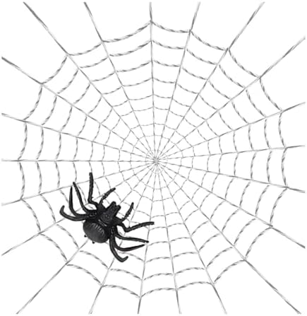 AKH® 5FT Giant Spider Web with Spider, Realistic Halloween Spider Web Decoration for Indoor Outdoor Use, Scary Yard Decor, Perfect for Halloween Party and Houses