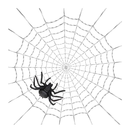AKH 5ft Giant Spider Web with Realistic Halloween Spider Web Decoration for Indoor and Outdoor Use Scary Yard Decor Perfect for Halloween Parties and Haunted Houses