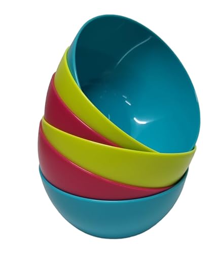 Juego de 6 cuencos plasticos libre de BPA 690ml bol plástico de colores Reutilizable Ramen Ensalada Palomitas de maíz Cuenco Cubiertos a prueba de fugas Apto para microondas y lavavajillas
