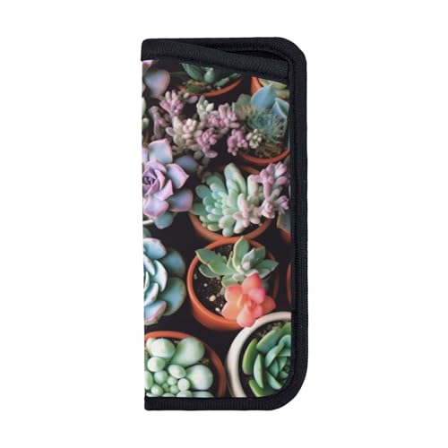 HEBSDFG Cute Succulents Print Soft Neoprene Eyeglasses Case - Lightweight