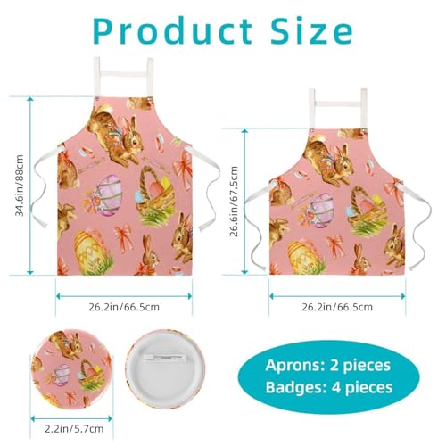 Tablier de serveuse aquarelle avec 4 broches pour le travail en restaurant