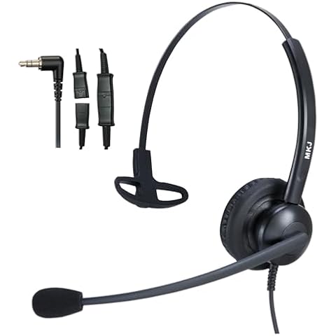 MKJ 2.5mm Telephone Headset with Microphone Noise Cancelling - Wired Headphones for Call Center & Office Phone, Desk Phone Headset for Panasonic KX-TPA60 KX-TGA470 Cisco SPA 303G 525G Vtech Uniden Cover