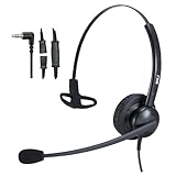 MKJ 2.5mm Telephone Headset with Microphone Noise Cancelling - Wired Headphones for Call Center & Office Phone, Desk Phone Headset for Panasonic KX-TPA60 KX-TGA470 Cisco SPA 303G 525G Vtech Uniden