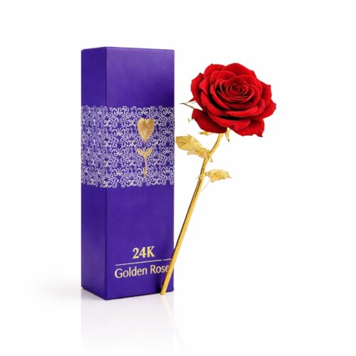 Golden Rose with Gift Box Forever Love Rose Flower for Valentine ...