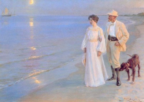 Peintures d'art Tarde de verano en Skagen tableau couple plage romantique