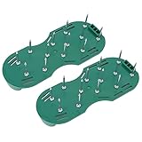 Rasenspikeschuhe, Rasenbelüfter-Spikeschuhe Breite Anwendungen PP-Zinklegierungsdesign mit Gürtel für Bodenbeläge (Grün)