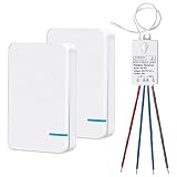 Thinkbee 3 Way Wireless Switch and Receiver Kit, Dual Control Push-Button No Wiring, Wireless Panel