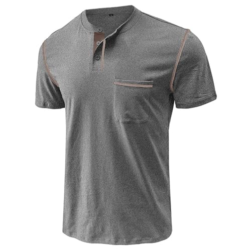 Mens Casual Henley Shirts Short/Long Sleeve Button Classic Tees Tops Fashion Lightweight Stylish T-Shirts with Pocket2